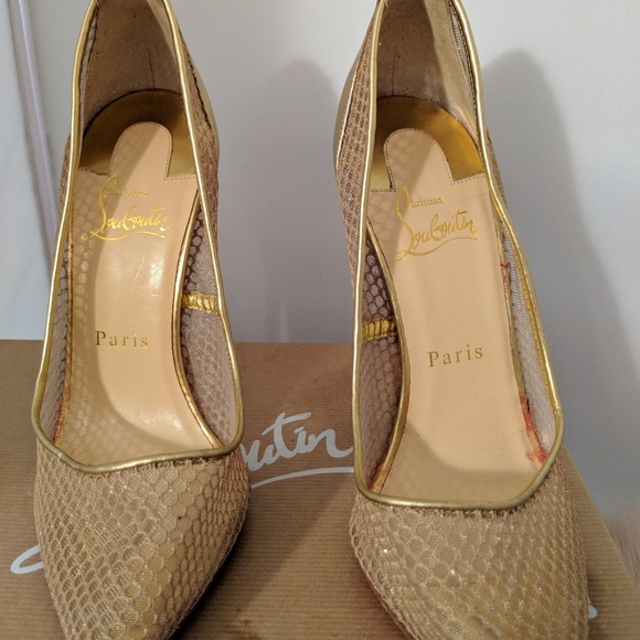 Christian Louboutin Shoes - Christian Louboutin Follies Resille Gold Pumps